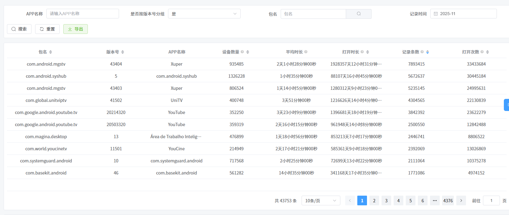 一级页面列表查询