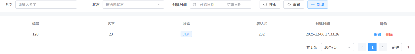 流程表达式列表