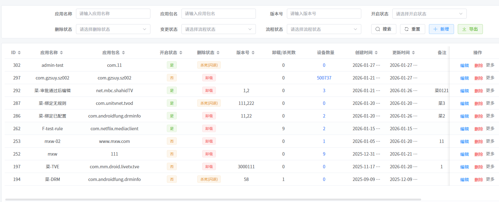 黑名单列表设备数量